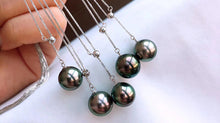 Load image into Gallery viewer, LUOWEND 18K White Gold Tahiti Black Pearl Necklace for Women