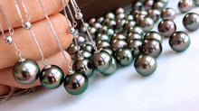 Load image into Gallery viewer, LUOWEND 18K White Gold Tahiti Black Pearl Necklace for Women