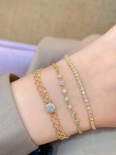 Load image into Gallery viewer, LUOWEND 18K Yellow Gold Natural Diamond Bracelet for Women