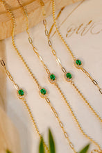 Load image into Gallery viewer, LUOWEND 18K Yellow Gold Real Natural Emerald Bracelet for Women