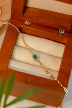 Load image into Gallery viewer, LUOWEND 18K Yellow Gold Real Natural Emerald Bracelet for Women