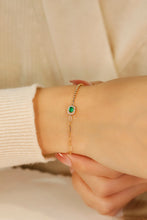 Load image into Gallery viewer, LUOWEND 18K Yellow Gold Real Natural Emerald Bracelet for Women