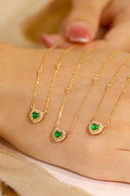 Load image into Gallery viewer, LUOWEND 18K Yellow Gold Real Natural Emerald Necklace for Women