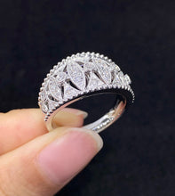 Load image into Gallery viewer, LUOWEND 18K White Gold Natural Diamond Ring for Women