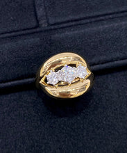 Load image into Gallery viewer, LUOWEND 18K Yellow Gold Natural Diamond Ring for Women