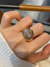 Load image into Gallery viewer, LUOWEND 18K Yellow Gold Natural Diamond Ring for Women