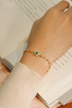 Load image into Gallery viewer, LUOWEND 18K Yellow Gold Real Natural Emerald Bracelet for Women