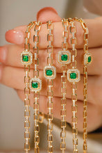 Load image into Gallery viewer, LUOWEND 18K Yellow Gold Real Natural Emerald Bracelet for Women