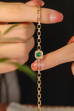 Load image into Gallery viewer, LUOWEND 18K Yellow Gold Real Natural Emerald Bracelet for Women