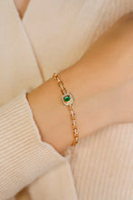 Load image into Gallery viewer, LUOWEND 18K Yellow Gold Real Natural Emerald Bracelet for Women