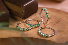 Load image into Gallery viewer, LUOWEND 18K White Gold Real Natural Emerald Ring for Women