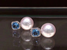 Load image into Gallery viewer, LUOWEND 18K White Gold Natural Akoya Pearl Stud Earrings for Women