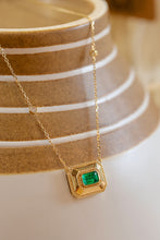 Load image into Gallery viewer, LUOWEND 18K Yellow Gold Real Natural Diamond&Emerald Necklace for Women