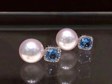 Load image into Gallery viewer, LUOWEND 18K White Gold Natural Akoya Pearl Stud Earrings for Women