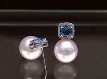 Load image into Gallery viewer, LUOWEND 18K White Gold Natural Akoya Pearl Stud Earrings for Women