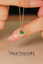 Load image into Gallery viewer, LUOWEND 18K White and Yellow Gold Real Natural Emerald Necklace for Women