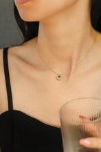Load image into Gallery viewer, LUOWEND 18K White and Yellow Gold Real Natural Emerald Necklace for Women
