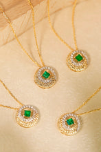 Load image into Gallery viewer, LUOWEND 18K White and Yellow Gold Real Natural Emerald Necklace for Women