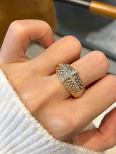 Load image into Gallery viewer, LUOWEND 18K Yellow Gold Natuiral Diamond Ring for Women