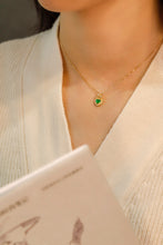 Load image into Gallery viewer, LUOWEND 18K Yellow Gold Real Natural Emerald Necklace for Women