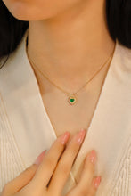Load image into Gallery viewer, LUOWEND 18K Yellow Gold Real Natural Emerald Necklace for Women