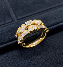 Load image into Gallery viewer, LUOWEND 18K Yellow Gold Natural Diamond Ring for Women