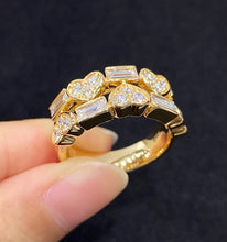 Load image into Gallery viewer, LUOWEND 18K Yellow Gold Natural Diamond Ring for Women