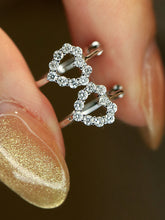 Load image into Gallery viewer, LUOWEND 18K White/Yellow Gold Real Natural Diamond Earrings for Women