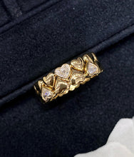 Load image into Gallery viewer, LUOWEND 18K Yellow Gold Natural Diamond Ring for Women