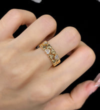 Load image into Gallery viewer, LUOWEND 18K Yellow Gold Natural Diamond Ring for Women