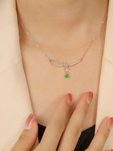Load image into Gallery viewer, LUOWEND 18K White Gold Real Natural Diamond and Emerald Necklace for Women