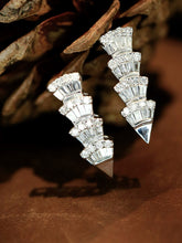 Load image into Gallery viewer, LUOWEND 18K White Gold Real Natural Diamond Earrings for Women