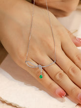 Load image into Gallery viewer, LUOWEND 18K White Gold Real Natural Diamond and Emerald Necklace for Women