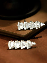 Load image into Gallery viewer, LUOWEND 18K White Gold Real Natural Diamond Earrings for Women