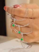 Load image into Gallery viewer, LUOWEND 18K White Gold Real Natural Diamond and Emerald Necklace for Women