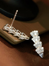 Load image into Gallery viewer, LUOWEND 18K White Gold Real Natural Diamond Earrings for Women