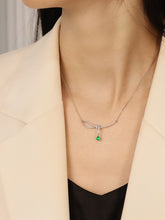 Load image into Gallery viewer, LUOWEND 18K White Gold Real Natural Diamond and Emerald Necklace for Women