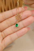 Load image into Gallery viewer, LUOWEND 18K Yellow Gold Real Natural Emerald and Diamond Gemstone Necklace for Women