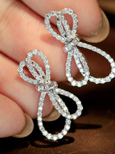Load image into Gallery viewer, LUOWEND 18K White Gold Real Natural Diamond Earrings for Women