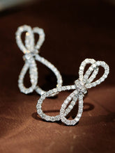 Load image into Gallery viewer, LUOWEND 18K White Gold Real Natural Diamond Earrings for Women