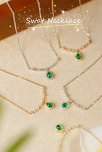 Load image into Gallery viewer, LUOWEND 18K White or Yellow Gold Real Natural Emerald Necklace for Women