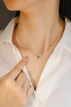 Load image into Gallery viewer, LUOWEND 18K White or Yellow Gold Real Natural Emerald Necklace for Women