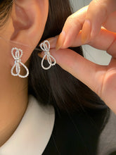 Load image into Gallery viewer, LUOWEND 18K White Gold Real Natural Diamond Earrings for Women