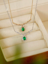 Load image into Gallery viewer, LUOWEND 18K White or Yellow Gold Real Natural Emerald Necklace for Women