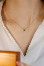 Load image into Gallery viewer, LUOWEND 18K White or Yellow Gold Real Natural Emerald Necklace for Women