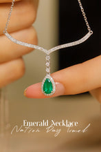 Load image into Gallery viewer, LUOWEND 18K White Gold Real Natural Emerald Necklace for Women