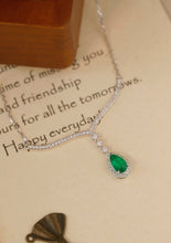 Load image into Gallery viewer, LUOWEND 18K White Gold Real Natural Emerald Necklace for Women