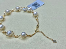 Load image into Gallery viewer, LUOWEND 18K Yellow Gold Natural Pink Akoya Pearl Bracelet for Women