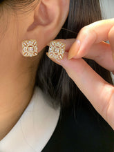 Load image into Gallery viewer, LUOWEND 18K White/Yellow Gold Real Natural Diamond Earrings for Women