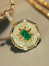 Load image into Gallery viewer, LUOWEND 18K Yellow Gold Natural Emerald Pendant for Women